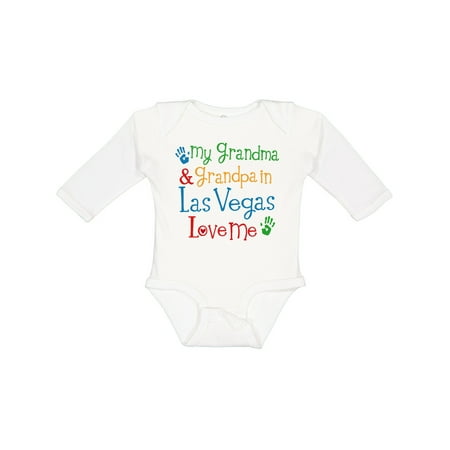 

Inktastic Grandma and Grandpa in Las Vegas Love Me Gift Baby Boy or Baby Girl Long Sleeve Bodysuit