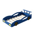 thumbnail image 7 of Euroco Modern Solid Wood Race Car Shaped Platform Bed, Twin Bed with Wheels and  Shelf Design, Blue, 7 of 7