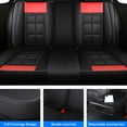 thumbnail image 4 of For Nissan Car Seat Covers 5-Seats, Premium Pu Leather Auto Cushion Protector, Front Rear Seat Full Set for Altima LEAF Murano Rogue Sport Sentra Versa Note Maxima Xterra Black Red, 4 of 10