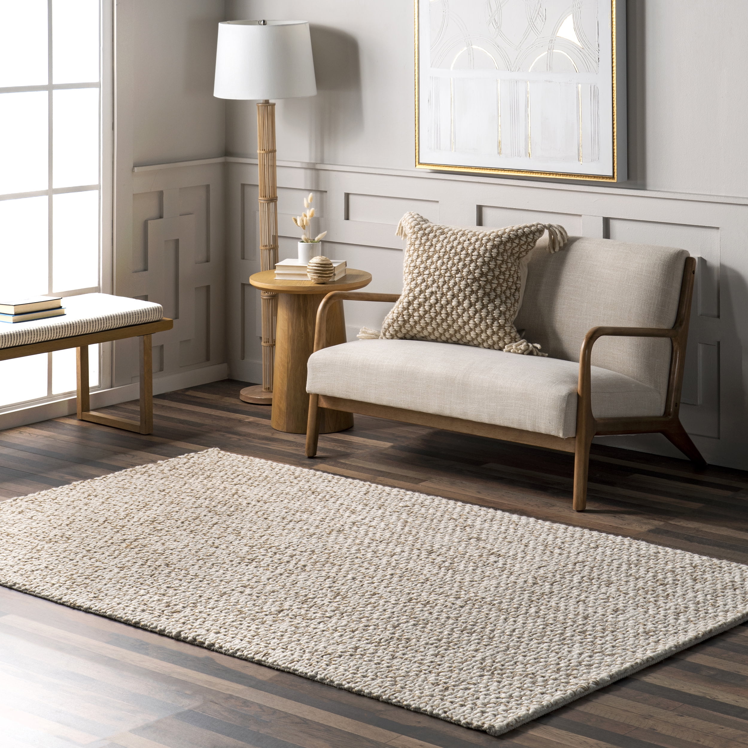 nuLOOM Natura Hand-Woven Jute Area Rug, Beige, Ideal for Living