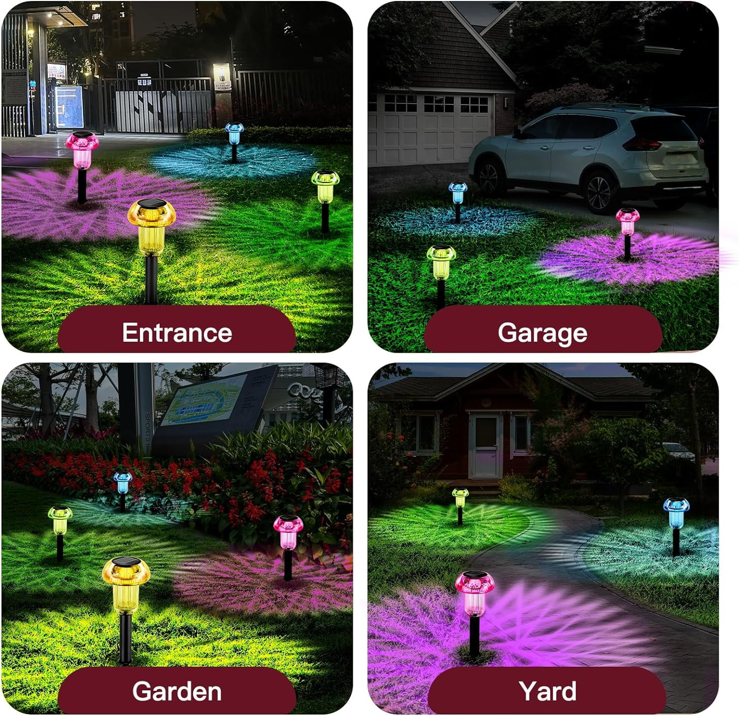 Mushroom Solar Lights Outdoor 8 Pack Halloween Decorations LED Landscape Lighting Waterproof Garden Stake Lights, Solar Landscape Lights for Outside Yard, Garden, Landscape, Path, Patio