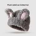 thumbnail image 3 of YAOBAMM Women Thick Cap Women Winter Hat Cartoon Rabbit Ear Decor Soft Plush Thick Warm Cold Resistant Elastic Slip Color Matching Ear Protection, 3 of 6