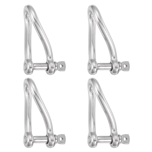Uxcell 316 Stainless Steel Twist Shackle 5/16" 8mm, 661 lbs Load Twisted Clevis with Screw Pin 4 Pcs