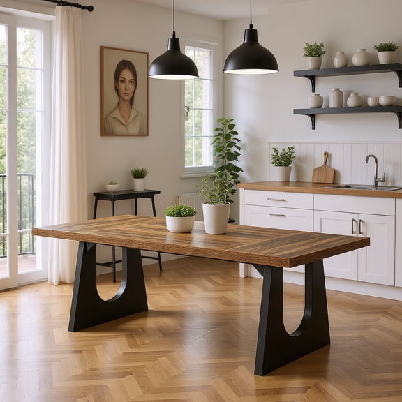 Tribesigns 6–8 Person Rustic Farmhouse Dining Table, 70.9" Rectangular Wood Table