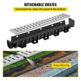 thumbnail image 5 of Trench Drain System, 5.9x5.1-Inch HDPE Channel Drain with Metal Grate, 3x39 Driveway Drain, Black Plastic Garage Floor Drain, 3-Pack, 5 of 11