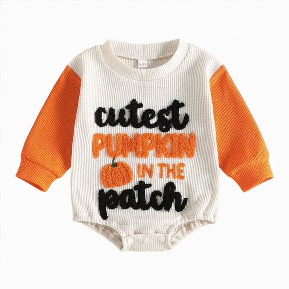 KJameas Baby Boys Girls Romper Pumpkin Graphic Raglan Sleeve