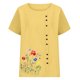 thumbnail image 4 of Xuyuer Women's Spring And Summer Block Print Round Neck Button Short Sleeve Casual T-Shirt, 4 of 5