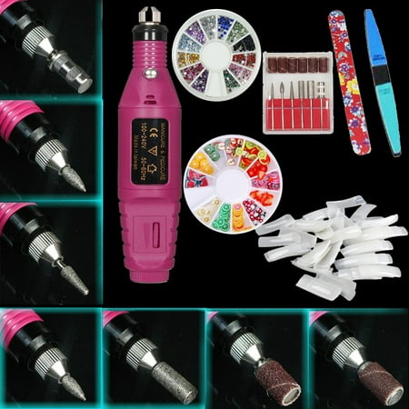 iMeshbean Professional Colorful Nail Art Drill Kit Electric File Buffer Acrylics 6 File Pedicure Machine with Gifts