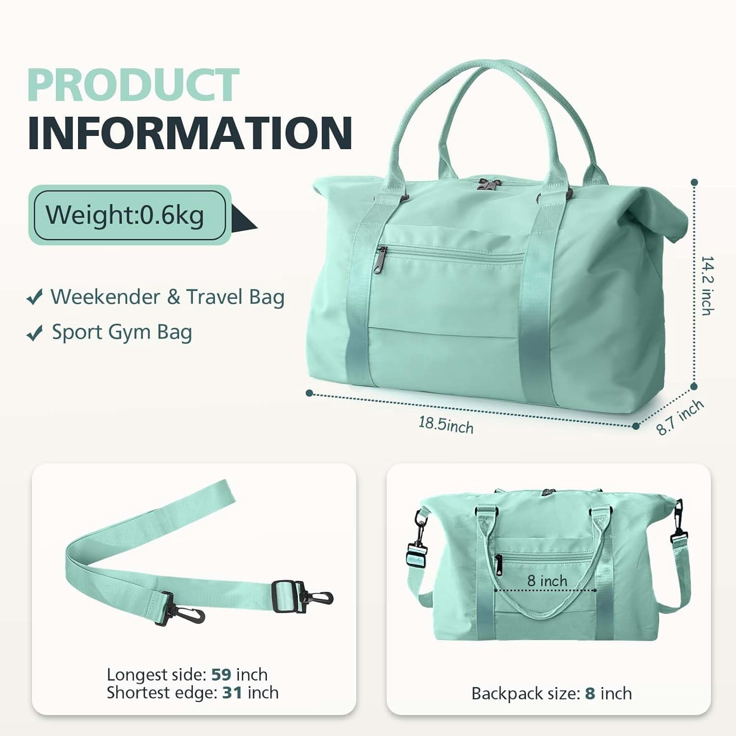 Kwuty TOPBAG Travel Duffle Bag, Waterproof Weekender Carry On Tote Bags for Women, Sport Gym Bag for Men, Hospital Bag for Labor and Delivery, Overnight Luggage Bag with Trolley Sleeve Coral Pink