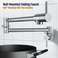 thumbnail image 3 of Razorri Pot Filler Faucet Wall Mounted - 360° Swivel, Double Joint Folding Swing Arms, Single Hole Kitchen Faucet - Stainless Steel, Brushed Finish, 3 of 8