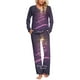 thumbnail image 1 of Puntoco Pijamas para mujer, conjunto de pijamas con estampado navideño, cuello redondo, bolsillo, pantalones y ropa para el hogar, 1 of 5