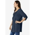 thumbnail image 3 of Woman Within Plus Size 7-Day Three-Quarter Sleeve Pintucked Henley Tunic, 3 of 5