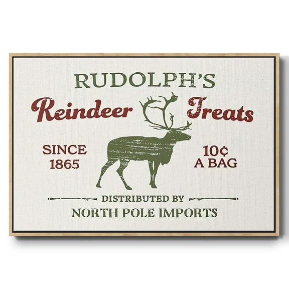 Christmas Farm Sign IV - Framed Gallery Wrapped Holiday Canvas - 17 x 25 - Natural Wood Frame