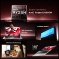 thumbnail image 3 of NIMO 15.6" IPS FHD AMD Ryzen 5 6600H 16GB DDR5 RAM 512GB SSD (6 Cores Up to 4.5GHz) AMD Radeon 660M GPU-Computer with 100W Type-C Gaming Laptop Backlit Keyboard Fingerprint, 3 of 9