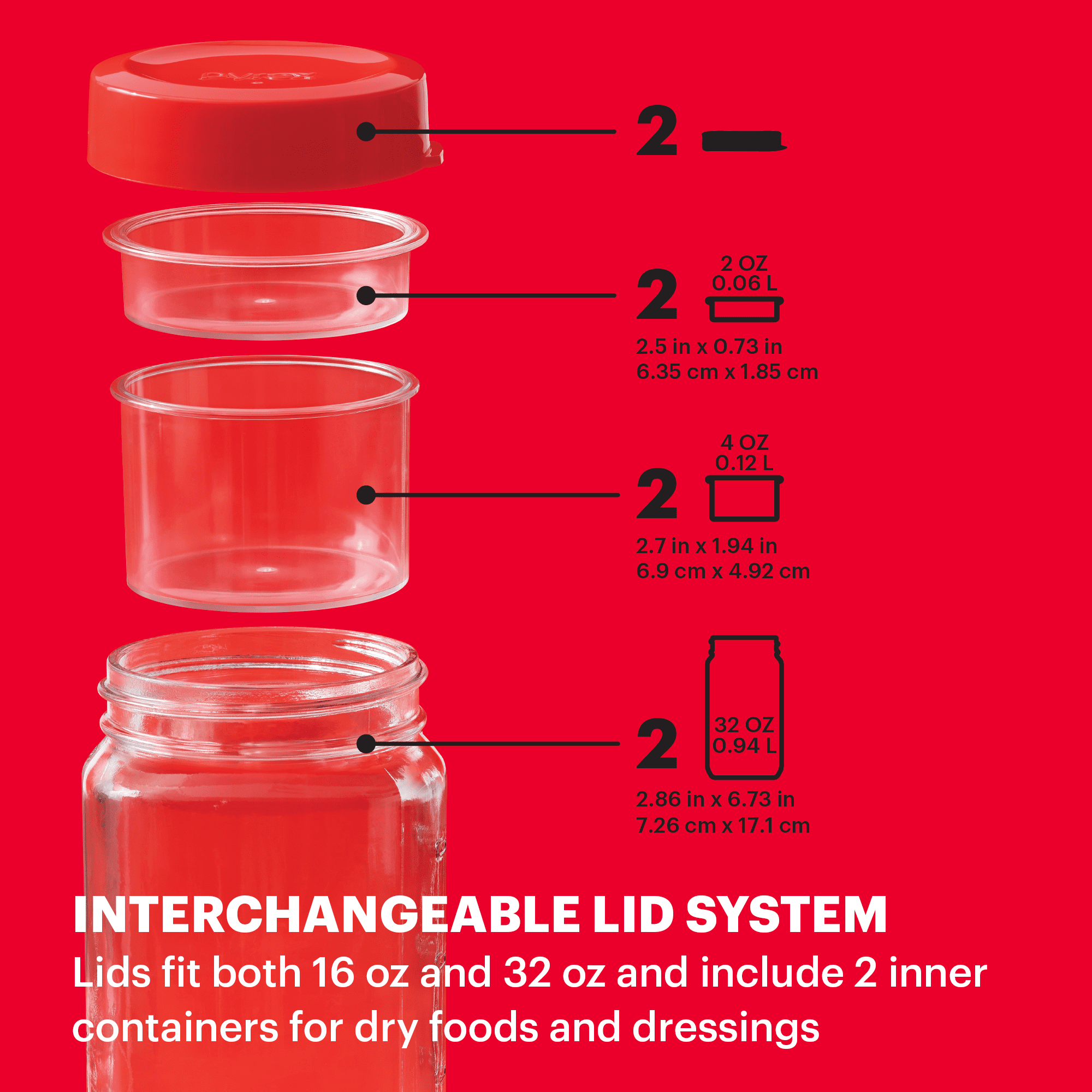 Pyrex Beyond Jars 4-piece 32-ounce Meal Prep Set