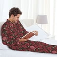 thumbnail image 5 of KLL Rose Flowers Sleepwear Mens Flannel Pajamas,Long Cotton Pj Set, 5 of 7