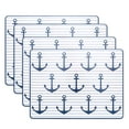 thumbnail image 1 of Beach Chic Anchor Away with Stripes Nautical Placemats, Set of 4, Cork Backed Board, Heat Resistant, Cape Cod Coastal Style, Rectangles, 15 3/4 x 11 3/4 Inches, 1 of 6