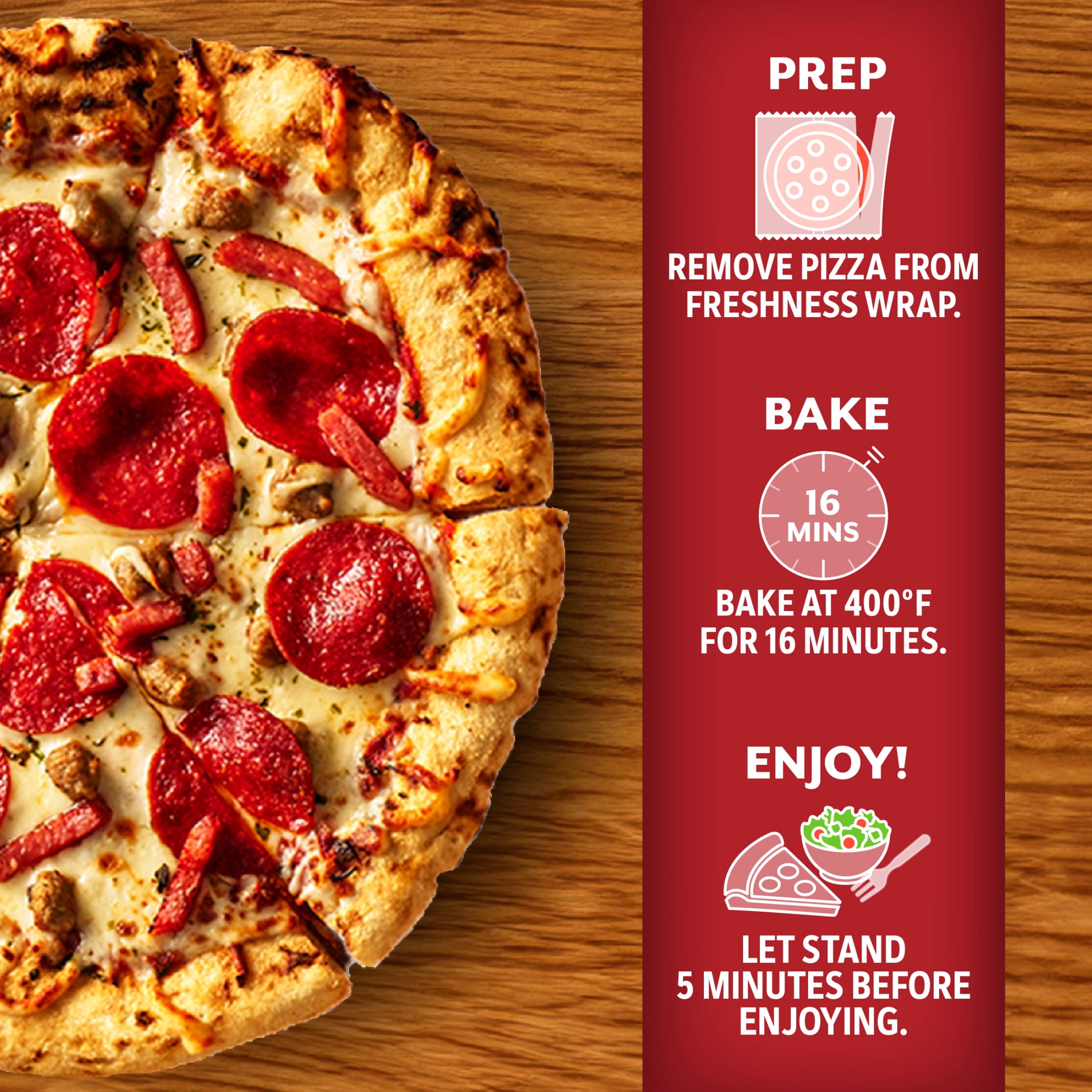 DiGiorno Frozen Pizza, Italian Meat Trio, Wood Fired Style Crust, 16.9 oz (Frozen)