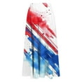 thumbnail image 3 of Oplxuo Women's Flowy Elastic High Waist Skirts USA Flag Graphic Boho Casual Beach Holiday Floral Print A Line Midi Skirt, 3 of 4
