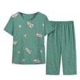 thumbnail image 2 of LSLJS Women's Summer Two Piece Set Short Sleeve Round Neck Pajama Set Printed Tops Pants Set, Womens Pajama Sets, 2 of 3