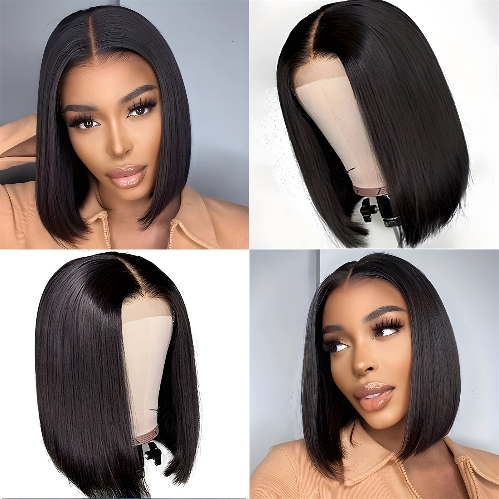 12" 13x4 Lace Front Bob Wigs Human Hair, HD Lace Bob Wig Human Hair