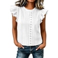 thumbnail image 2 of Molidfa Women's Top Casual Crew Neck Regular Pullover Stretchable Sleeveless Drop Shoulder Casual Tops Flutter, 2 of 5