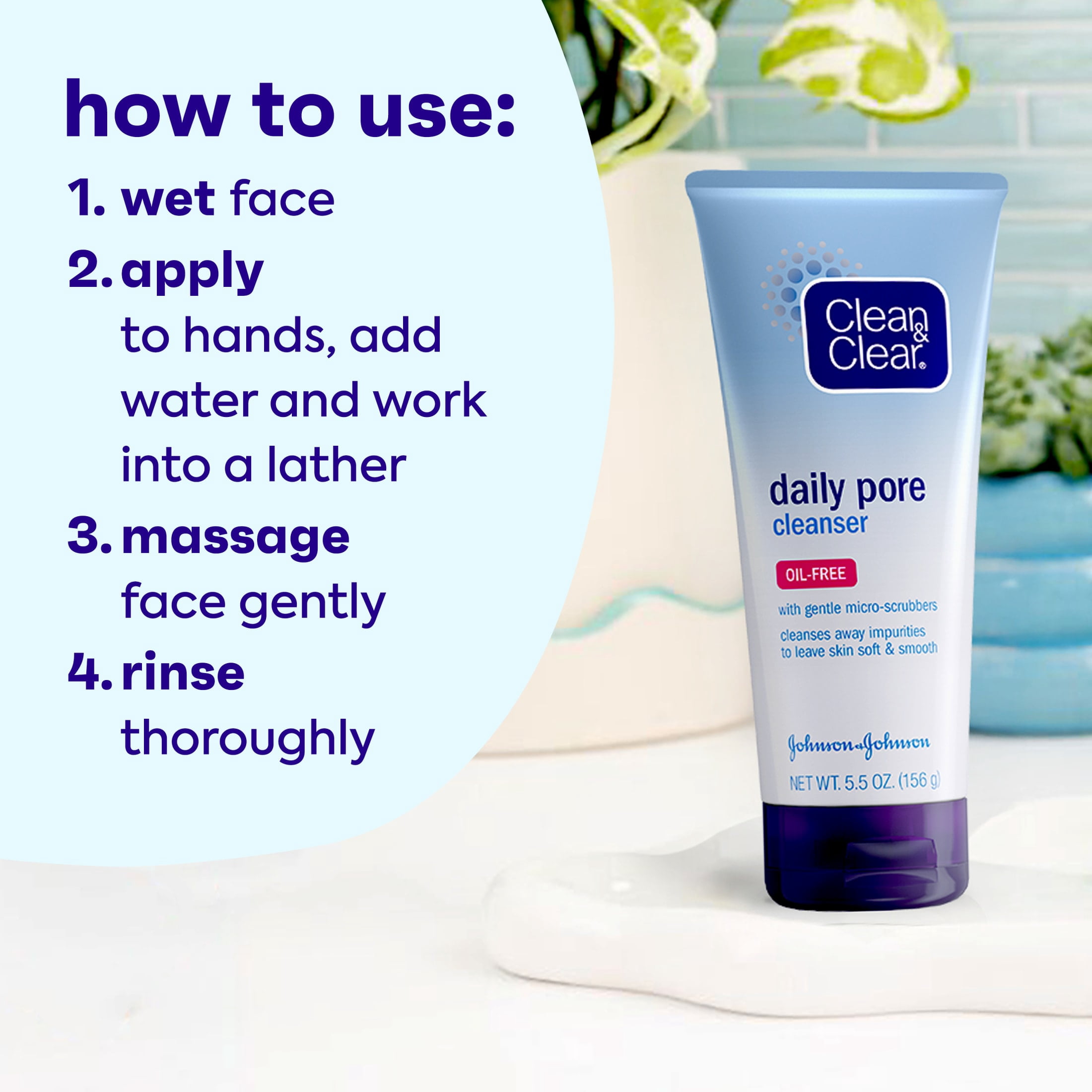 Clean & Clear Daily Pore Facial Cleanser for Acne-Prone Skin, 5 fl. oz