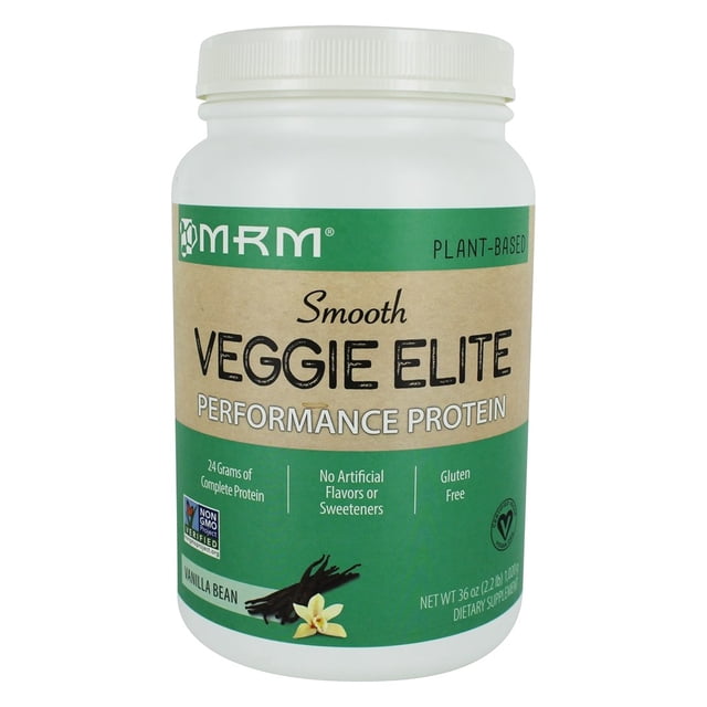 MRM Nutrition - Veggie Elite Poudre de Protéines de Performance Végétalienne à la Gousse de Vanille - 2,2 Lb