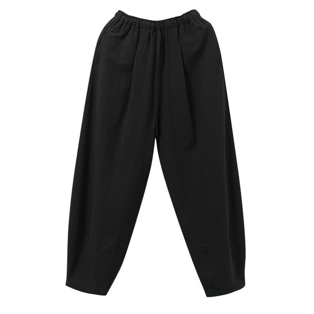 JHLZHS Mens Sweatpants with Pockets Wide Leg Mens and Linen Loose Harem Pants Plus Size Solid Color Thin Casual Wide Leg Pants Men Low Rise Sweatpants Plaid Pants