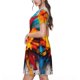 thumbnail image 2 of Easygdp Colorful Paint Print para Vestido Transpirable de Mujer, Vestido Suelto de Manga Corta con Pliegues y Bolsillos para el Verano, 2 of 6