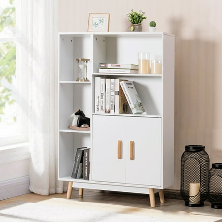 Costway Floor Storage Cabinet Free Standing Wooden Display Bookcase ...