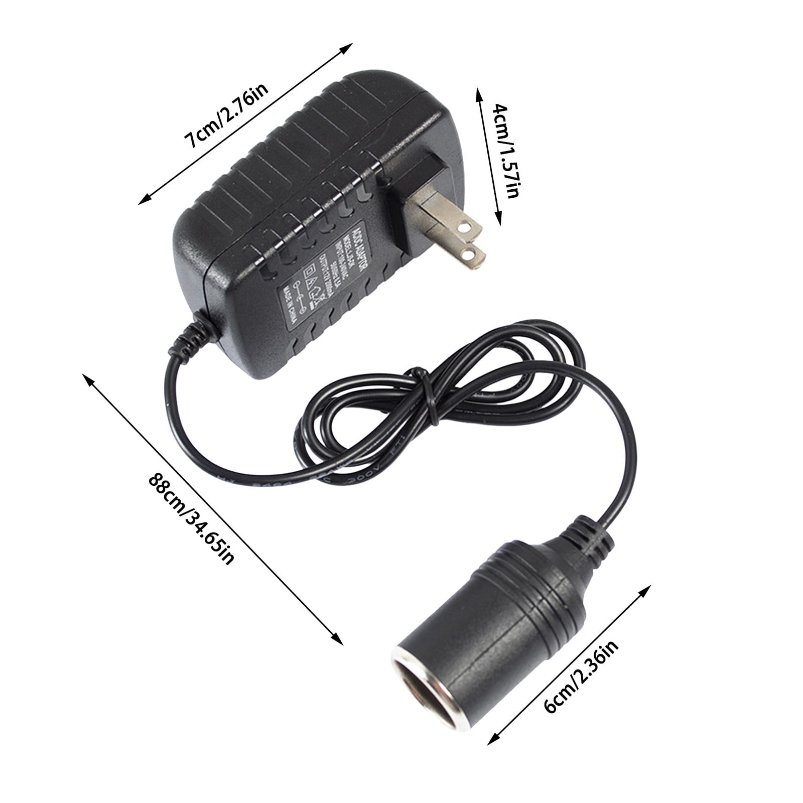 AC to DC Power Adapter - 2A 24W,with USB Cigarette Lighter Socket,for 12V Vehicle Electronics,with Safety Features and Wide Compatibility
