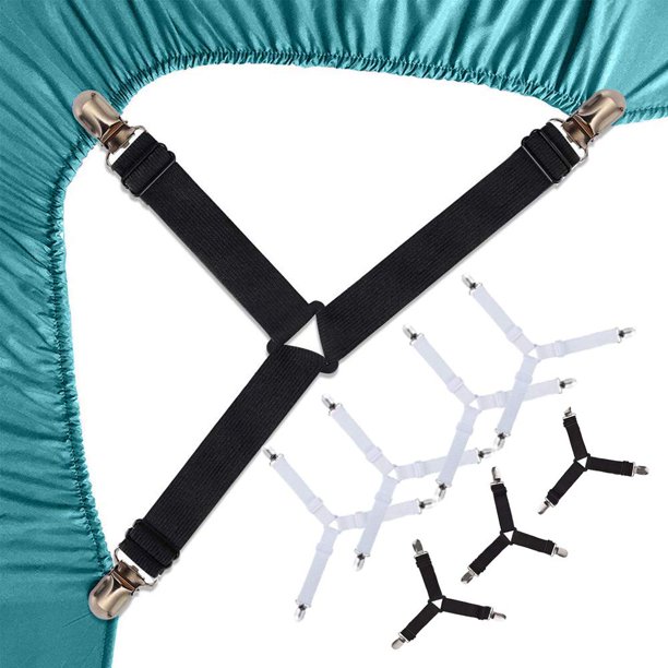 LNKOO Bed Sheet Holder Straps, 8 Pack Adjustable Triangle Elastic