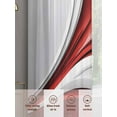 thumbnail image 6 of Abstract Stitching Sheer Curtains 45 Inches Long 2 Panels Red White Water Ripple Gradient Light Filtering Semi Sheer Window Curtains Drapes for Bedroom Living Room 52"x45", 6 of 7