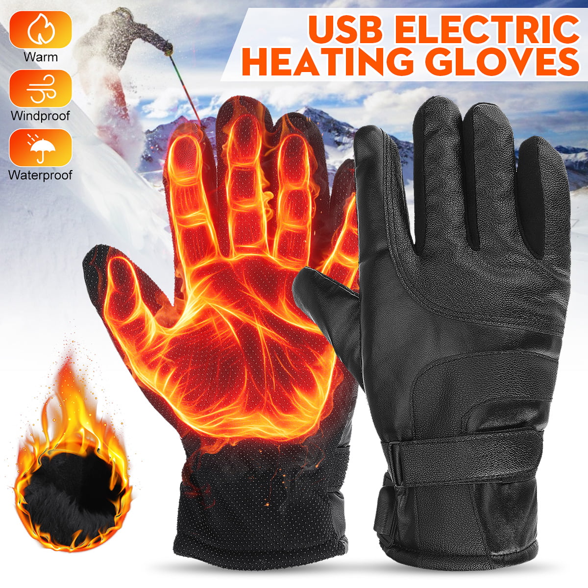 by Oclot USB Electric Heated Gloves with Touchscreen Finger for Men Women Winter Hands Warmer Thermal Gloves Windproof for Cold Weather Outdoor Activities 27 * 12cm 