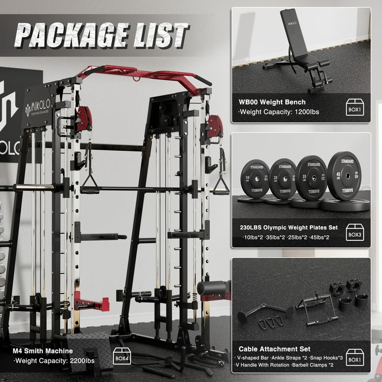 Mikolo Home Gym, Power Rack Cage with Cable Crossover, 2200 lbs