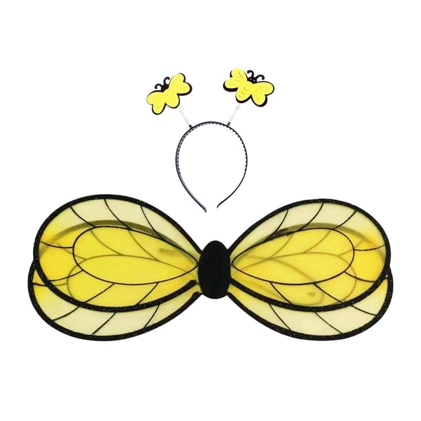 Diadema con alas de animal para mujer, accesorio ligero para cosplay y baile escénico. Amarillo Negro