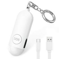 Keychain for Women, Rechargeable 130dB Loud Safety Alarm with LED Flashlight Safety Alarm Keychain for Woman Kids Students Girls Elderly Gift White