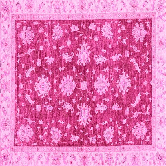 Ahgly Company Indoor Square Oriental Pink Traditional Area Rugs, 3' Square