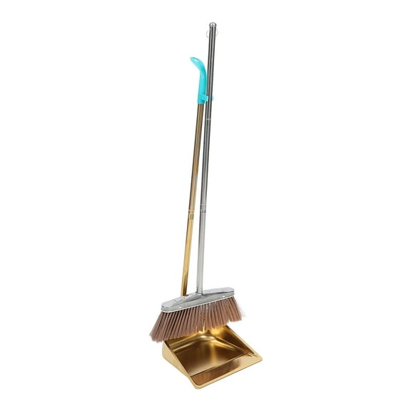 Golden Stainless Steel Broom and Dustpan Set with Lightweight Ergonomic Handle for Home Cleaning, 1 Set