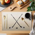 thumbnail image 2 of Beige Ombre Placemats Set of 6, Black Hockey Sticks Minimalist Style Placemats for Dining Table, Place Mats for Kitchen Tabletop, Waterproof Wipeable Dining Table Mats Set, 2 of 9
