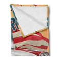 thumbnail image 2 of Georgia Soft Flannel Fleece Throw Blanket, Touristic Greeting Pattern with the State Flag and a Classic Car, Cozy Plush for Indoor and Outdoor Use, 70" x 90", Slate Blue Multicolor, by Ambesonne, 2 of 5