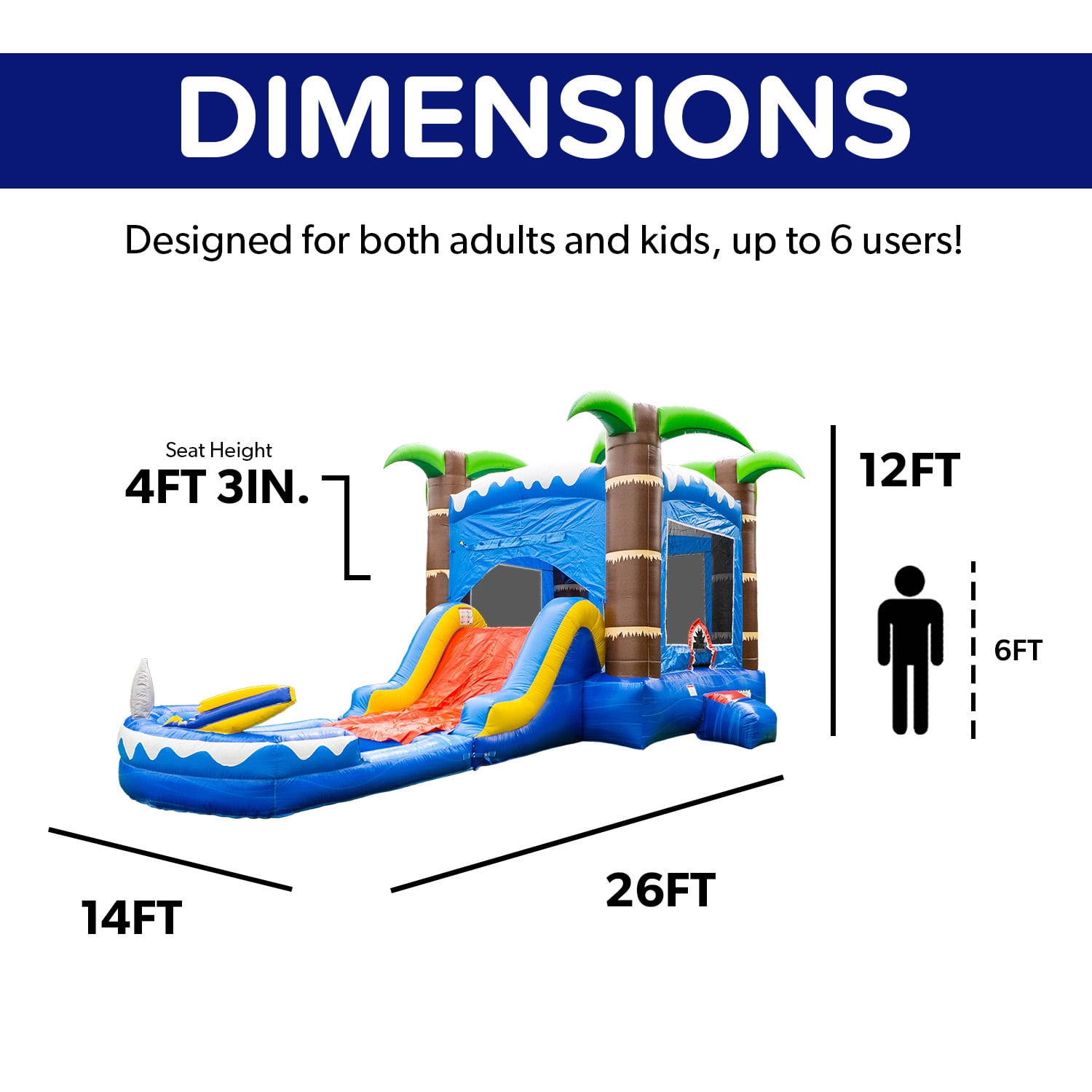 HeroKiddo 26FT Long Inflatable Water Slide Bounce House - Commercial Grade with Basketball Hoop, Backyard Wet Dry Fun