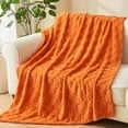 thumbnail image 5 of Super Soft Queen Blanket Orange Premium Silky Flannel Fleece 3D Checkered Lightweight Bed Blanket All Season Use (Orange Checkered, Queen(90"x90")), 5 of 6