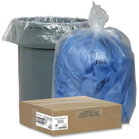 

Nature Saver Recycled Trash Can Liners Medium Size - 33 gal - 33 Width x 39 Length x 1.25 mil (32 Micron) Thickness - Low Density - Clear - 100/Carton - Pilferage Control