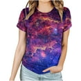 thumbnail image 3 of GUZYING Graphic Tees for Women Busniess Casual Tops for Women Trendy Women's Starry Print Casual Fashion Short Sleeve Tops Blouse(Blue,M), 3 of 6