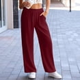 thumbnail image 6 of Women's High Waisted Wide Leg Pants Trousers Slacks Bottoms Elastic Drawstring Waistband 4 Pockets Solid Color Linen Flowy Comfortable Casual Daily Lounge Wear Beach Vacation Travel Essentials for Wo, 6 of 8