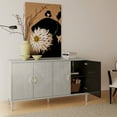 thumbnail image 3 of Stylish and Functional 4-Door Storage Cabinet with Pine Legs and MDF for Living Room Bedroom,and Kitchen, Champagne, 3 of 7