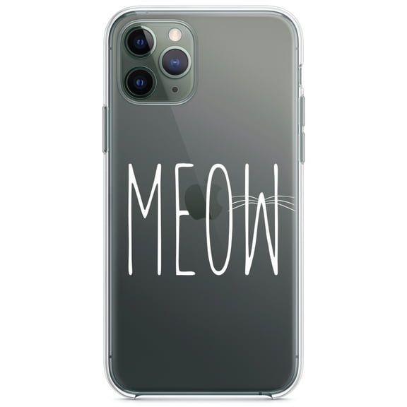 DistinctInk Clear Shockproof Hybrid Case for iPhone 12 / 12 PRO (6.1" Screen) - TPU Bumper Acrylic Back Tempered Glass Screen Protector - Meow - Cat Whiskers