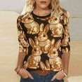 thumbnail image 7 of cocolona Womens Easter 3/4 Sleeve Shirts Cute Bunny T-Shirts Summer Crew Neck Tops Graphic Tees, 7 of 7
